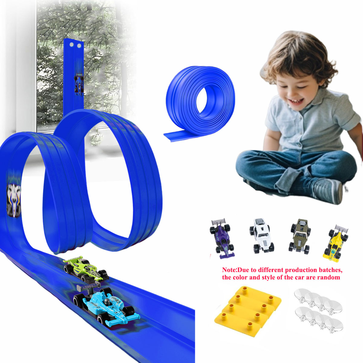 Kids Toys Xmas - ชุดรางรถไฟแบบยืดหยุ่นขนาด 13 ฟุต/16.3 ฟุต พร้อมถุงตาข่าย ของเล่นและรถยนต์จิ๋ว