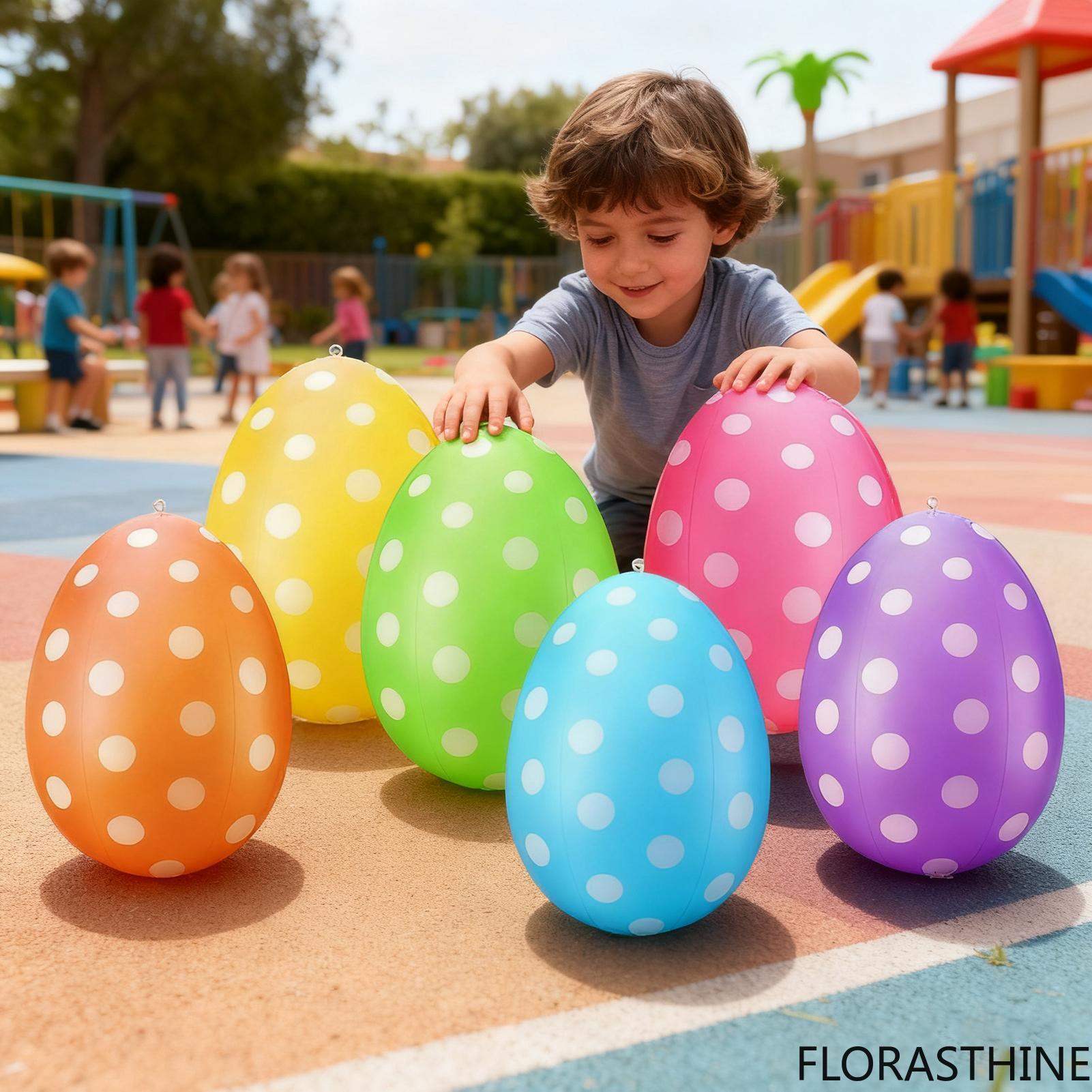 Kids Yard Toys - ไข่เป่าลมสำหรับเทศกาลอีสเตอร์ 6 ชิ้น/ชุด ไข่เป่าลม PVC สำหรับเกมล่าไข่ในงานปาร์ตี้