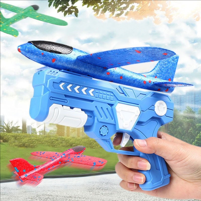 Catapult Launcher Toy - เครื่องบินโฟมเรืองแสง10M ตัวปล่อยหนังสติ๊กเครื่องร่อนของเล่นปืนเป่าลมสำหรับเด็กเกมกลางแจ้ง
