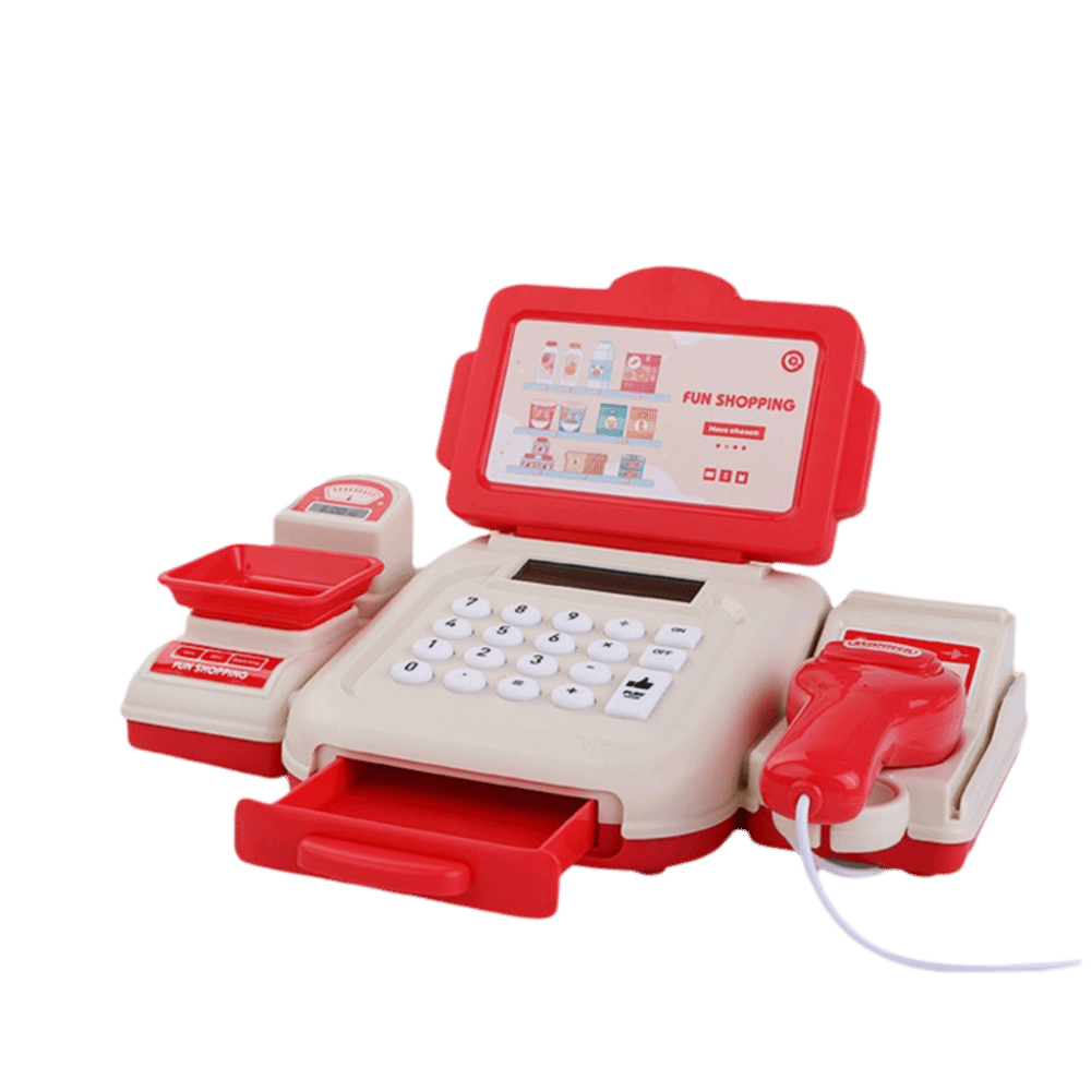 Toy Cash Register - เครื่องจำลองการเล่นบทบาทสมมติ ซูเปอร์มาร์เก็ต พร้อมเครื่องคิดเงิน ของขวัญแสนสนุก รุ่นจำลองการชำระเงินอเนกประสงค์