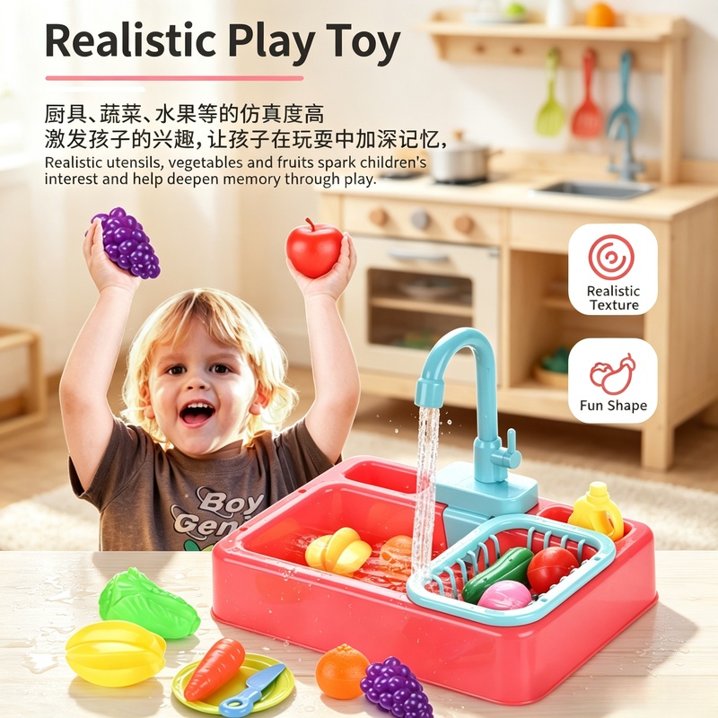 ชุดอ่างล้างจานพลาสติกของเล่นใน - Kids Toys Kitchen Set บทวิจารณ์และราคา